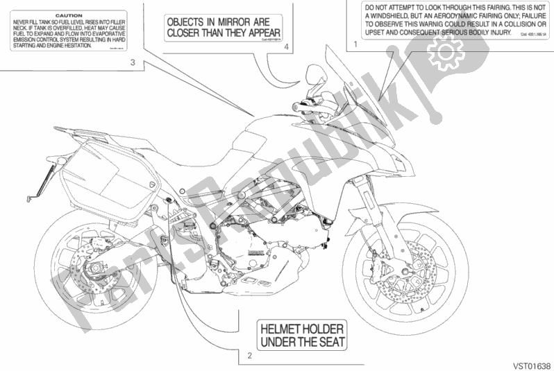 Tutte le parti per il Etichetta, Avvertenza del Ducati Multistrada 950 S Touring USA 2019